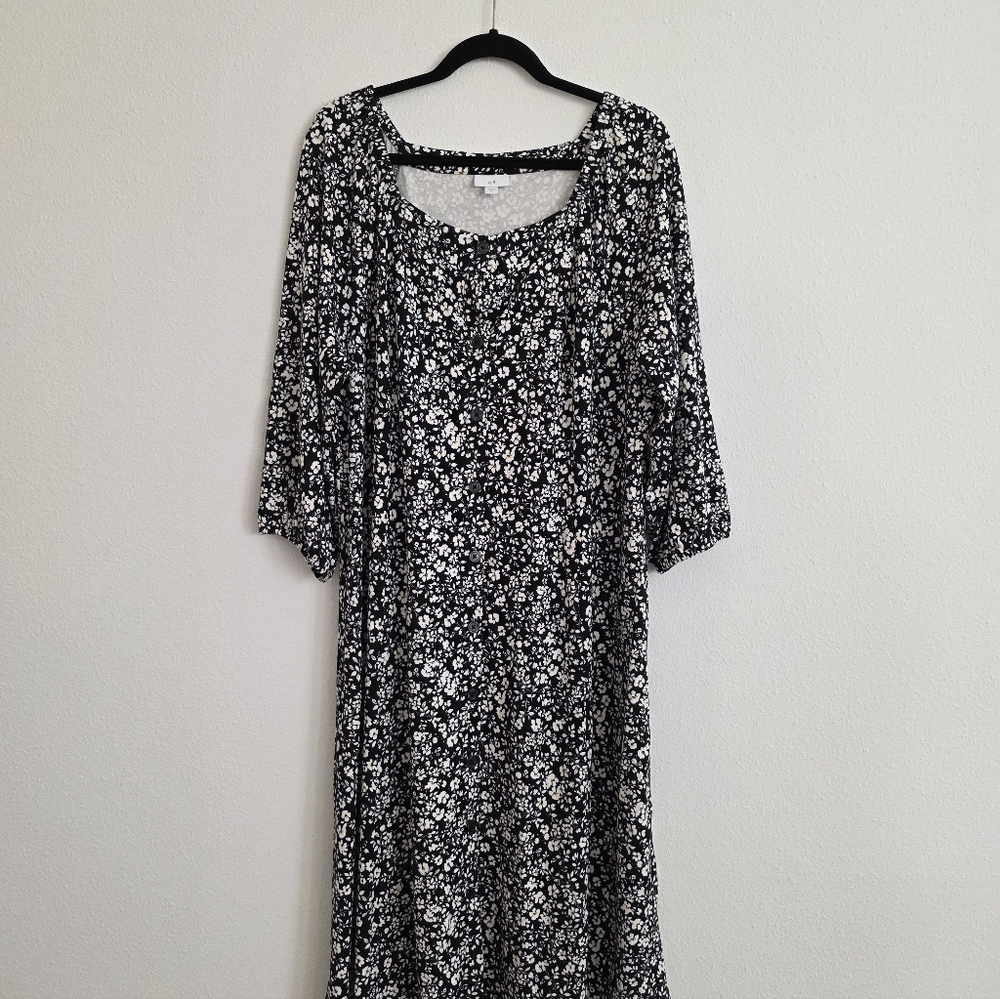 J. Jill Black & White Floral Midi Dress - Picture 2 of 8